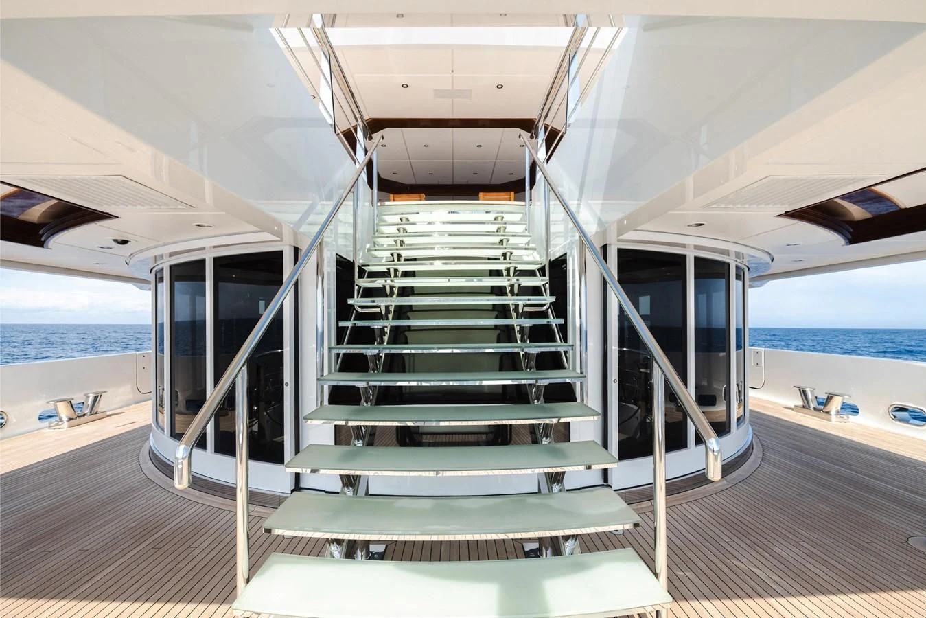 a staircase leading to a large body of water aboard BATELLO Yacht for Sale