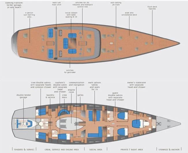diagram aboard WALLY B Yacht for Sale