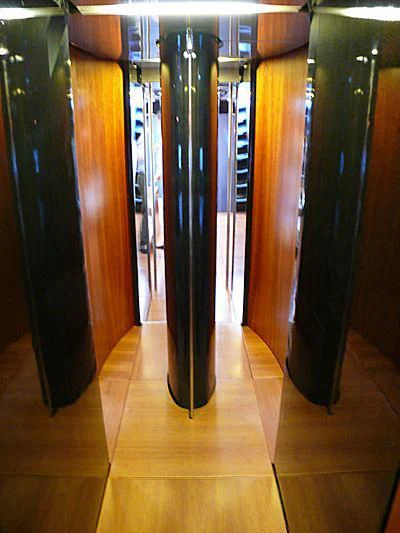 a row of black pillars aboard WALLY B Yacht for Sale