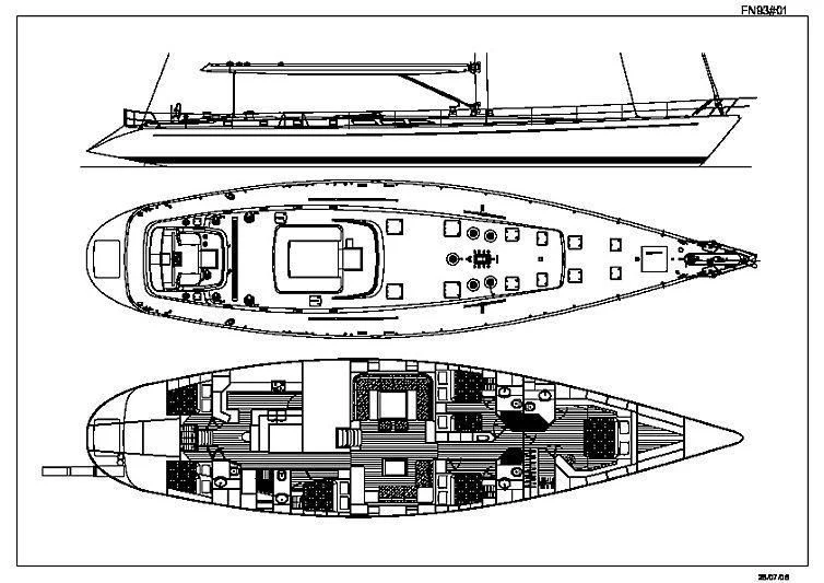 diagram, engineering drawing aboard PAN Yacht for Sale