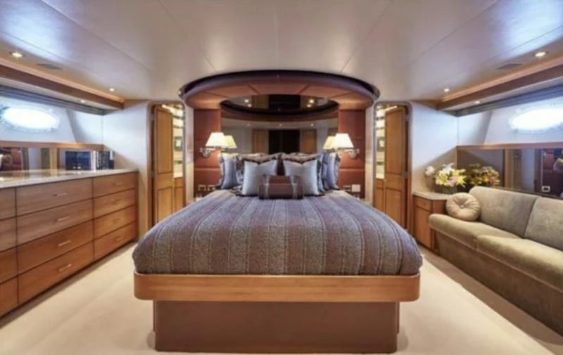 a bed in a room aboard INTEGRITY Yacht for Sale