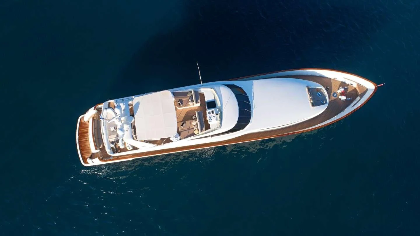 a high angle view of a ship aboard AQUILA Yacht for Sale