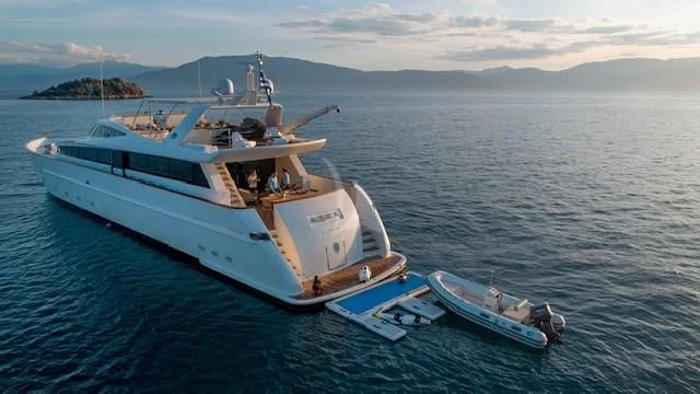 a boat in the water aboard AQUILA Yacht for Sale