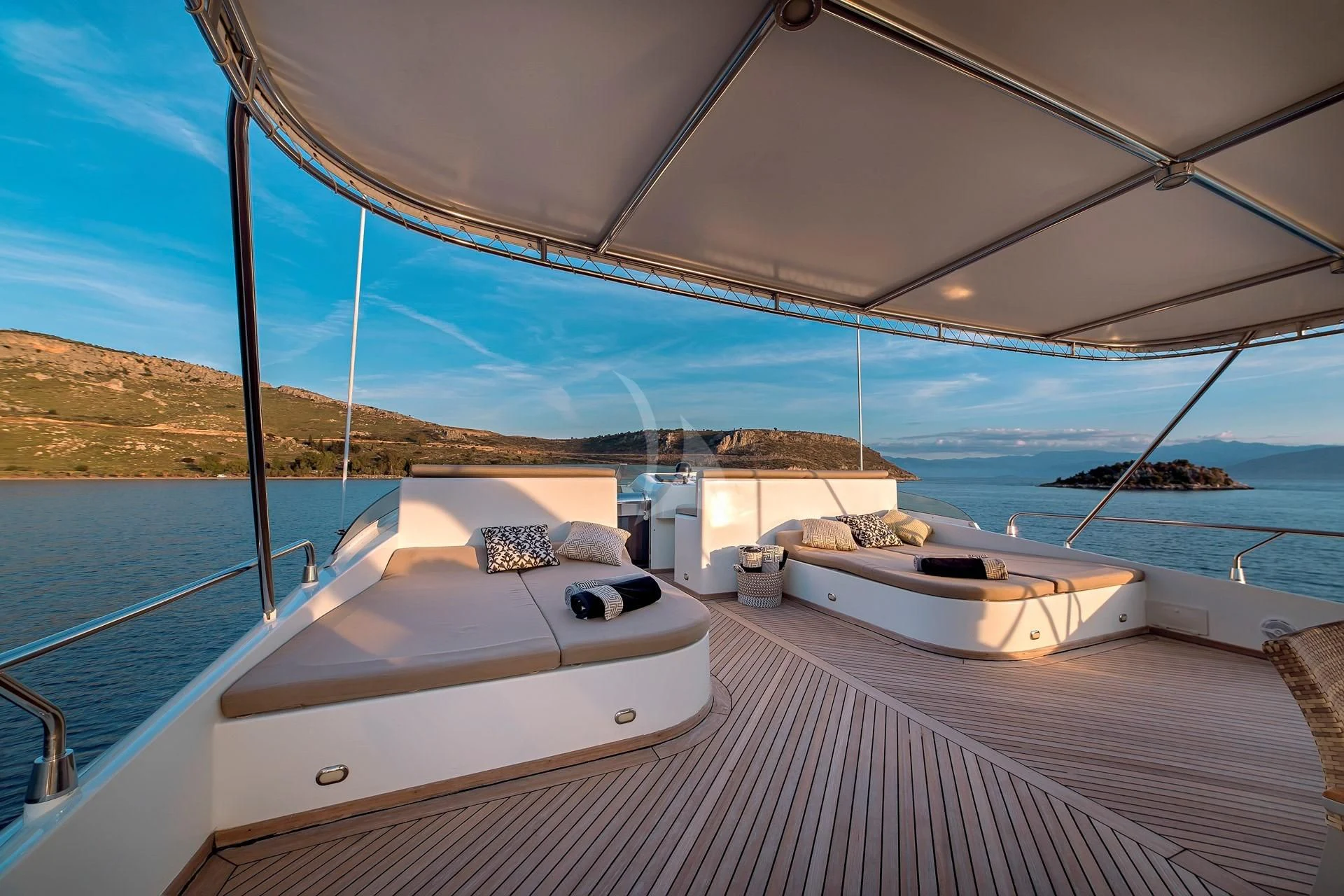 a boat on a deck aboard AQUILA Yacht for Sale