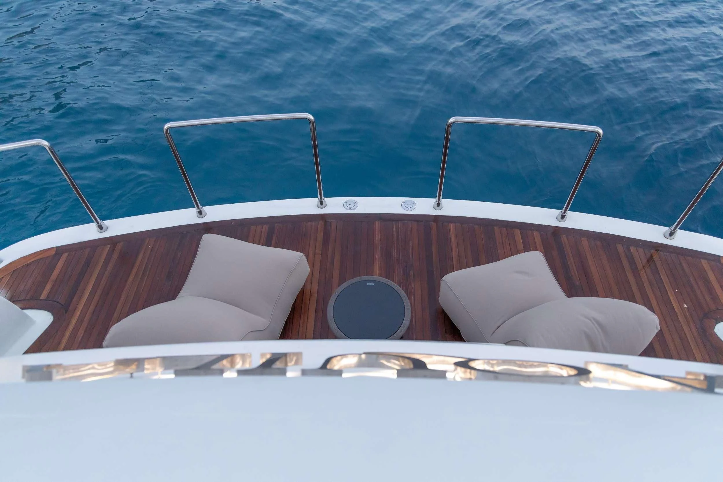 a boat with a couple seats aboard AQUILA Yacht for Sale