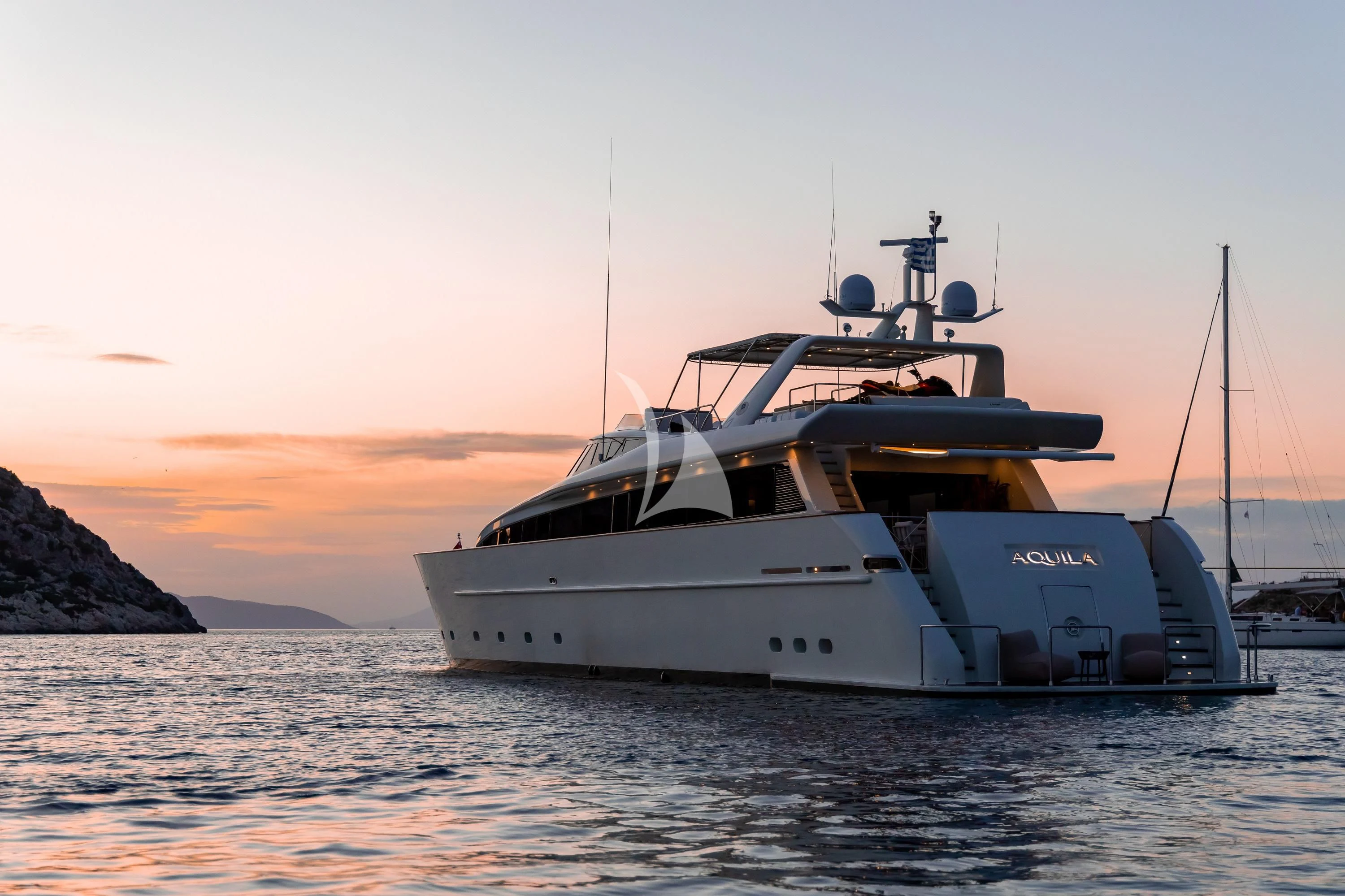 a boat in the water aboard AQUILA Yacht for Sale