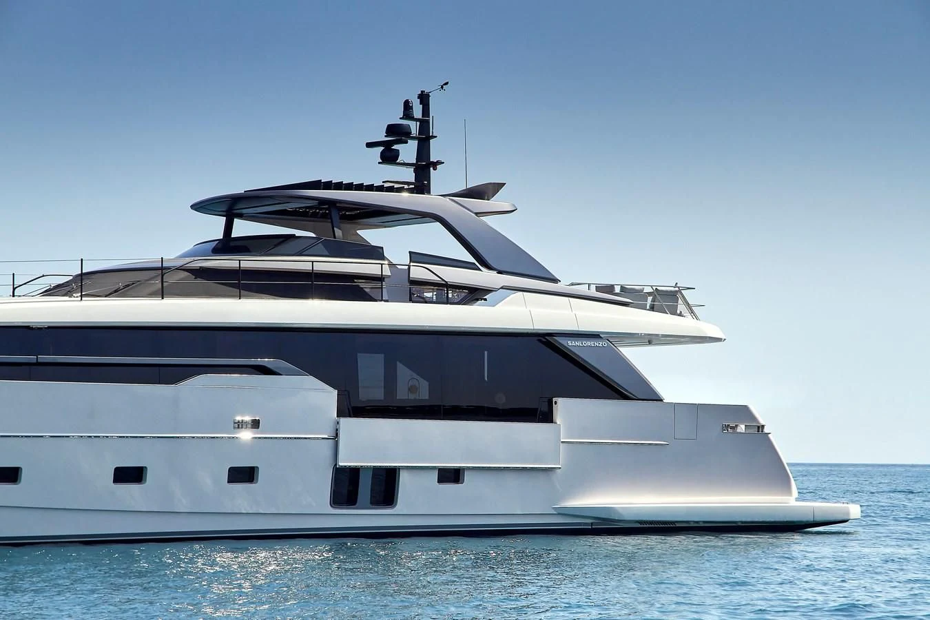 a large white yacht aboard SL96A Yacht for Sale