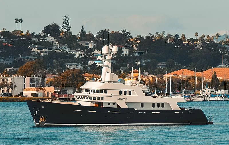 a large white boat in the water aboard GLACIAL BEAR Yacht for Sale