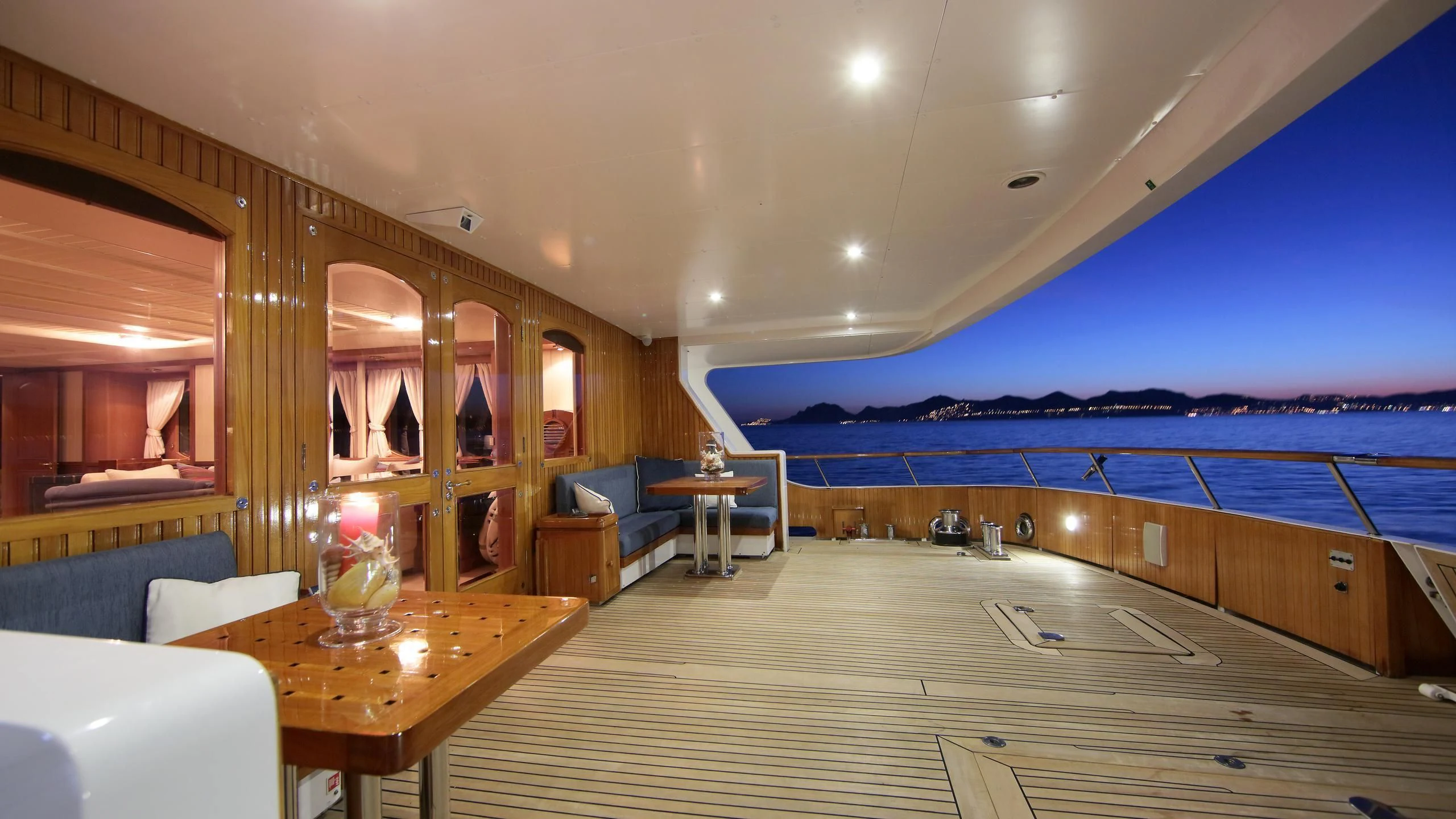 a large room with a large window and a large pool aboard GLACIAL BEAR Yacht for Sale