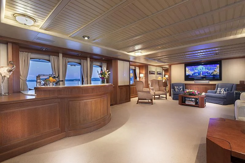 a room with a large screen aboard GLACIAL BEAR Yacht for Sale