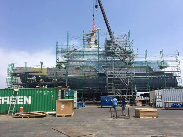 a large metal crane aboard GLACIAL BEAR Yacht for Sale