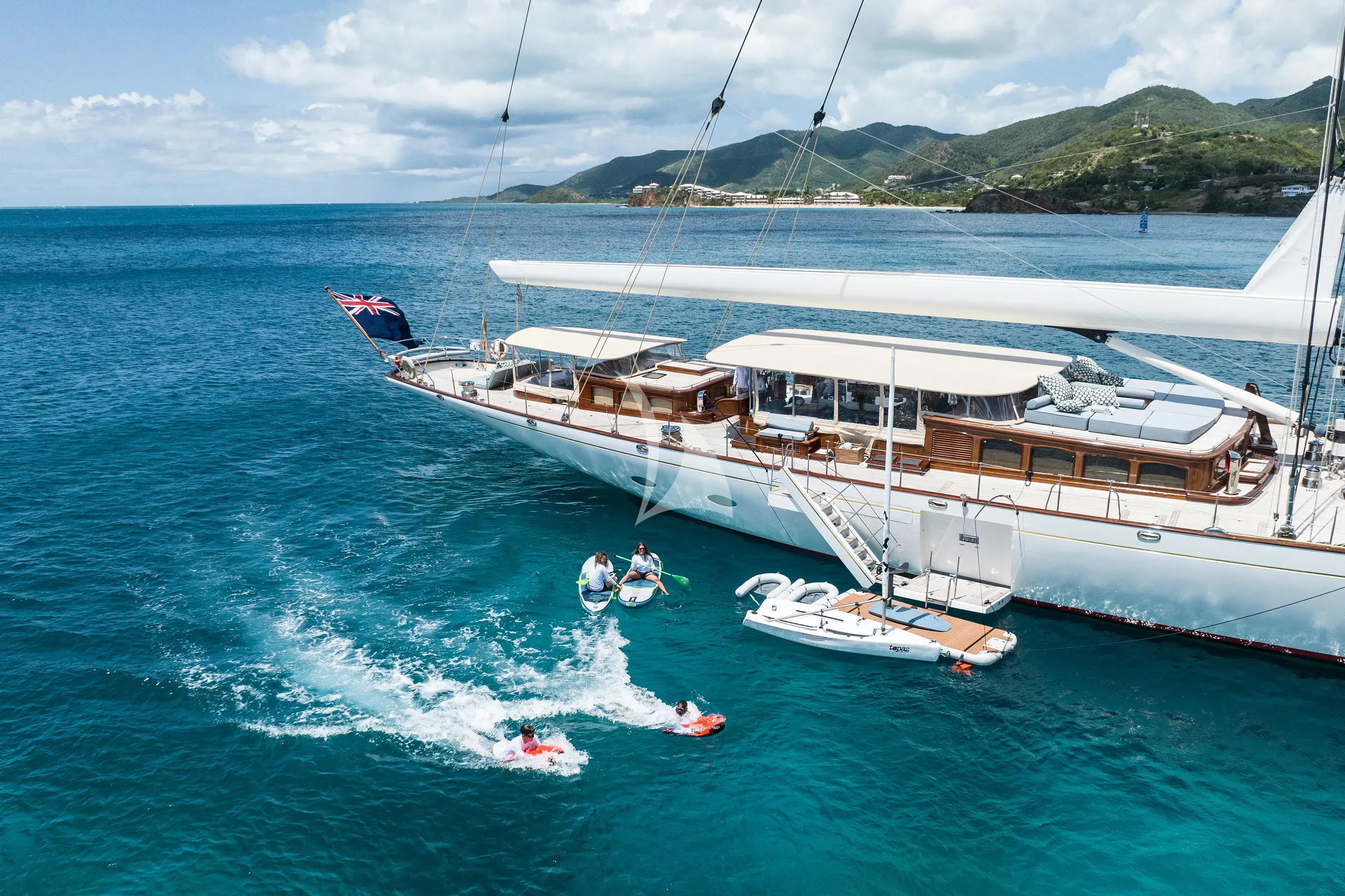 a boat on the water aboard ATHOS Yacht for Sale