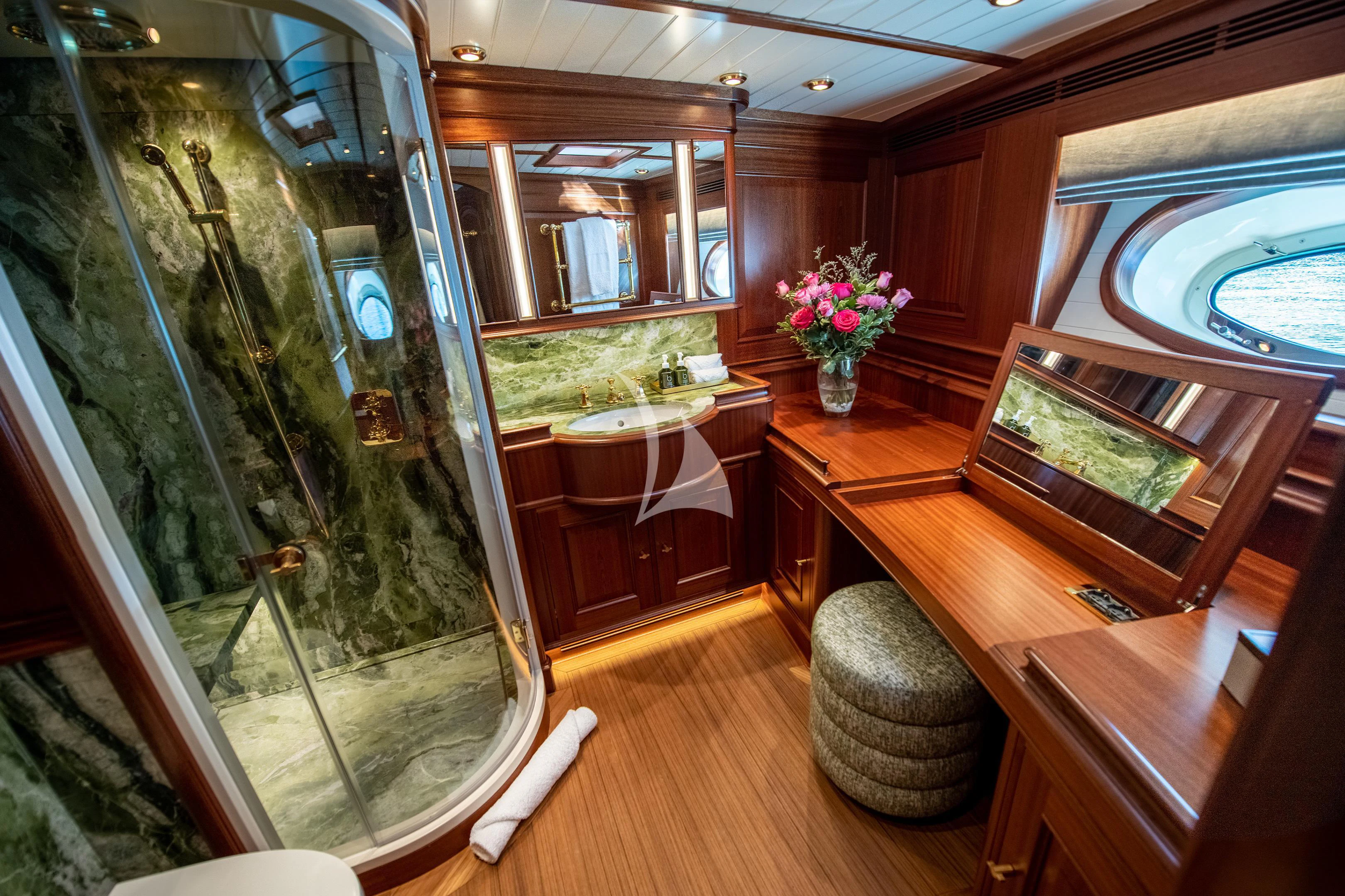 inside of a train aboard ATHOS Yacht for Sale