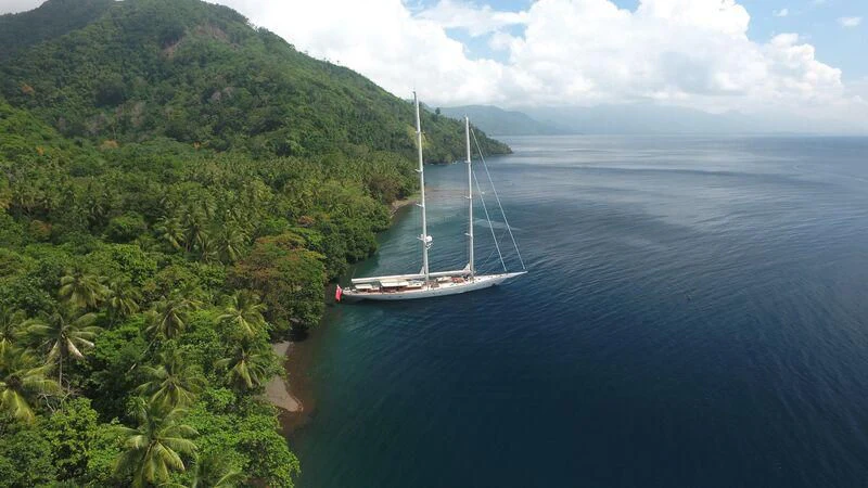 a boat sailing in the sea aboard ATHOS Yacht for Sale