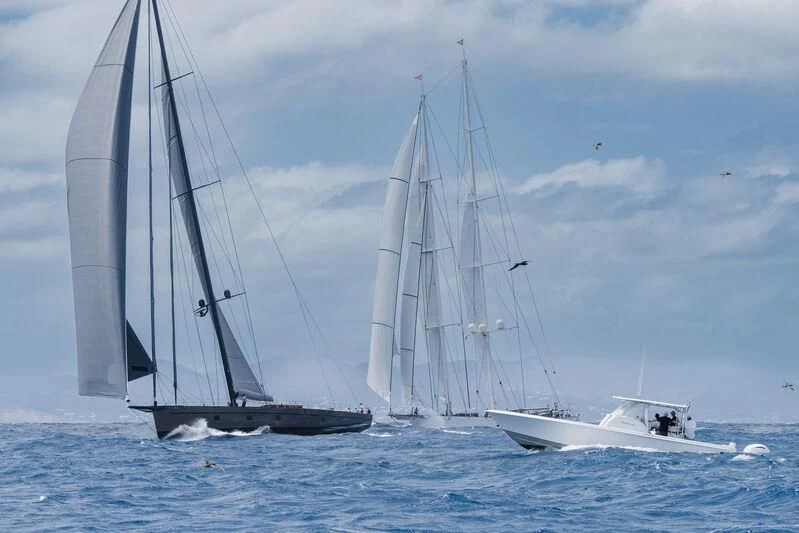 a group of sailboats in the water aboard ATHOS Yacht for Sale
