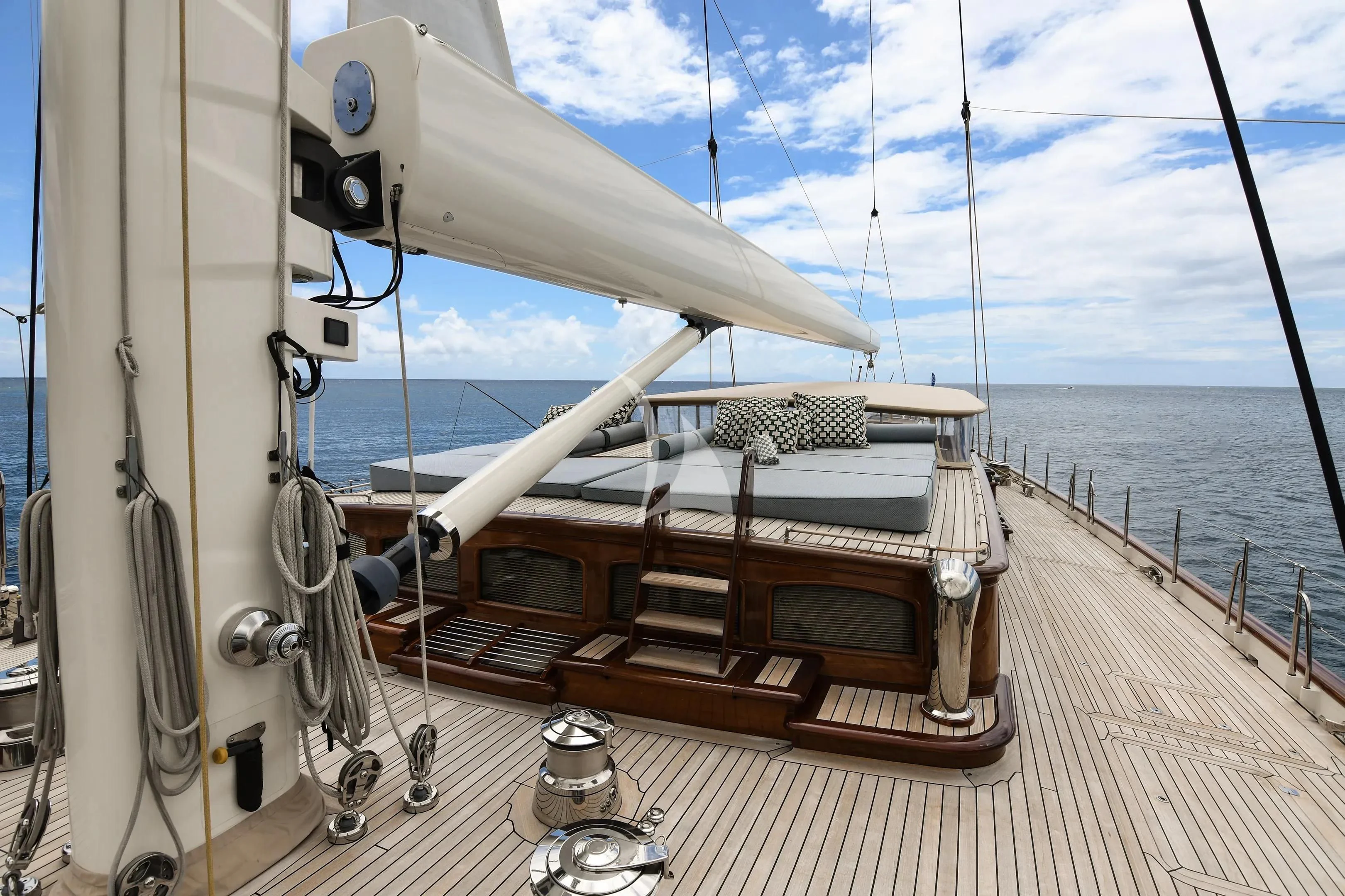 a boat on a deck aboard ATHOS Yacht for Sale