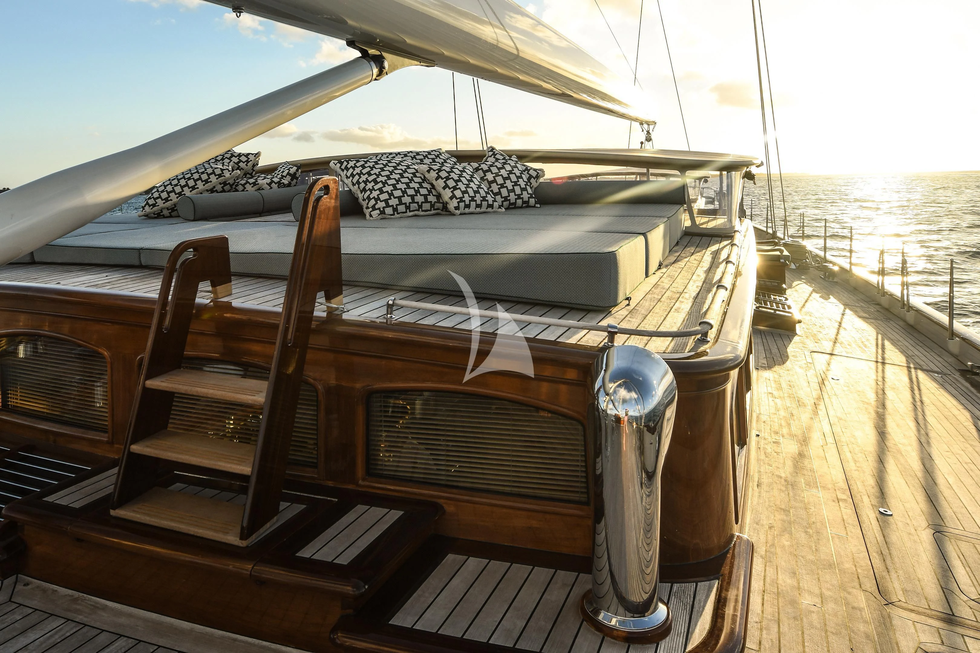 a boat on a deck aboard ATHOS Yacht for Sale