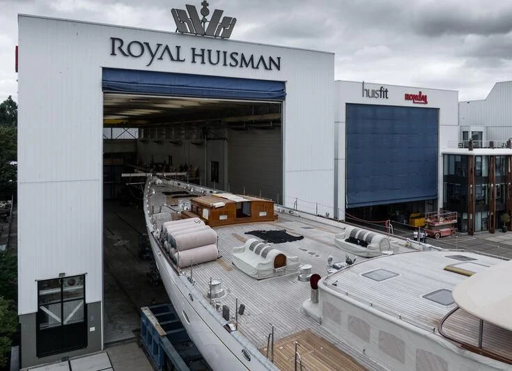 a building with a large white screen aboard ATHOS Yacht for Sale