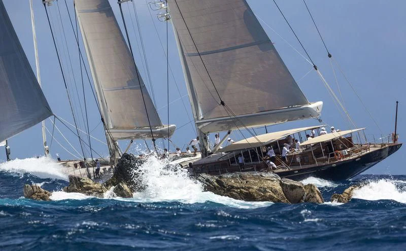 a sailboat on the water aboard ATHOS Yacht for Sale
