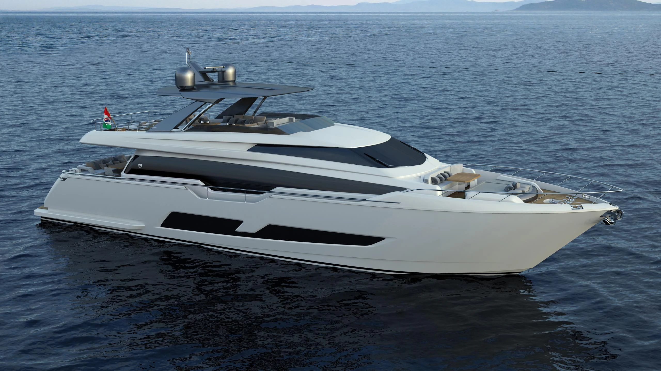 a white yacht on the water aboard ORIANT Yacht for Sale