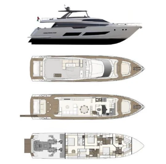 a few silver and black scale trains aboard ORIANT Yacht for Sale