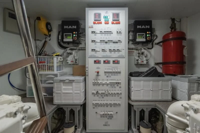 a white board with a piece of paper on it aboard ORIANT Yacht for Sale