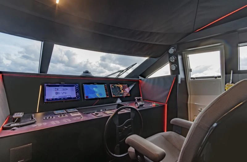 inside of a vehicle with monitors aboard ORIANT Yacht for Sale