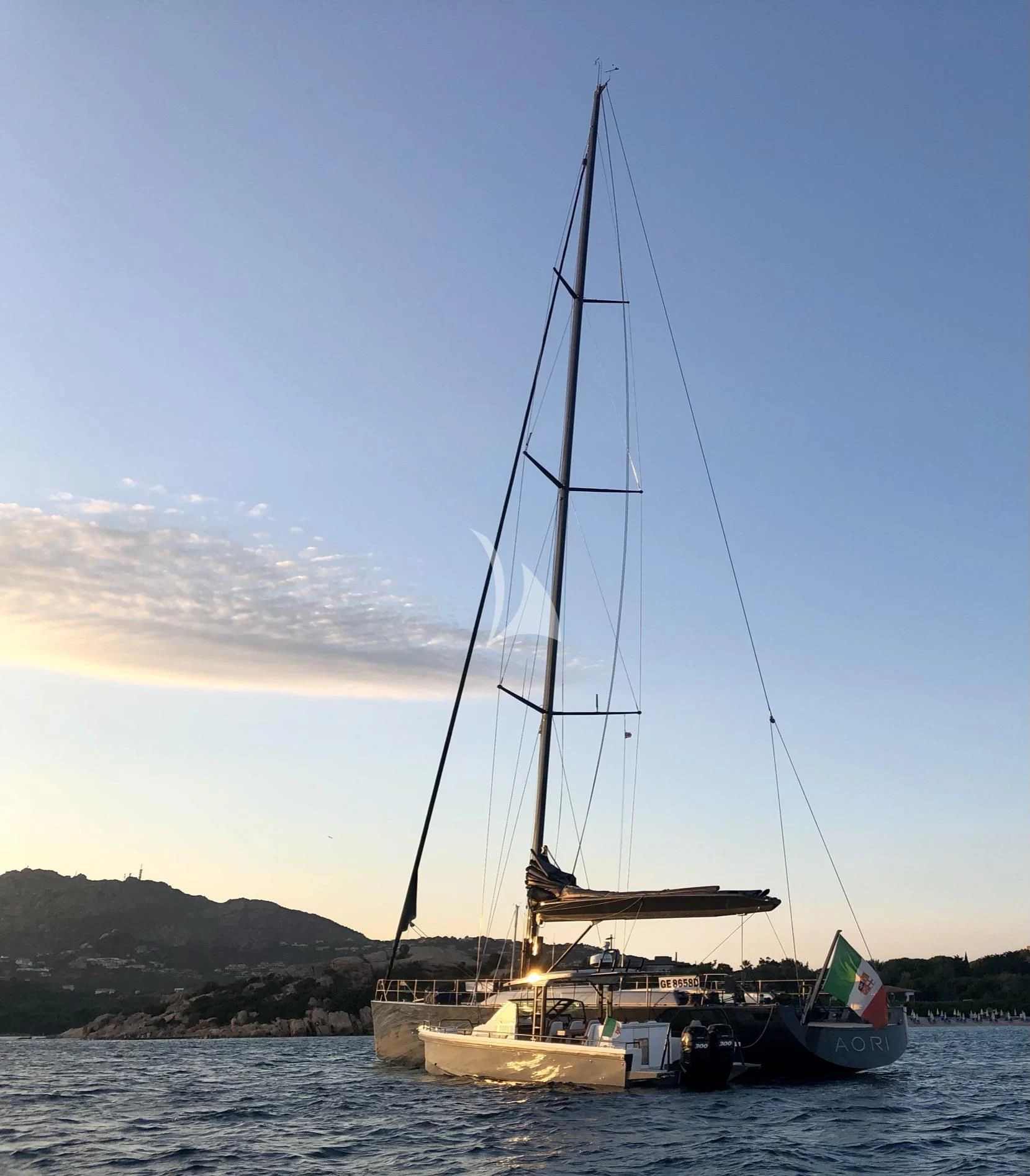 a sailboat on the water aboard AORI Yacht for Sale