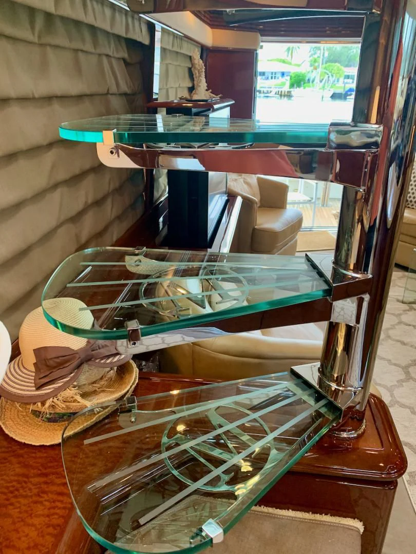 a glass table with a glass top aboard QUEEN MARA Yacht for Sale