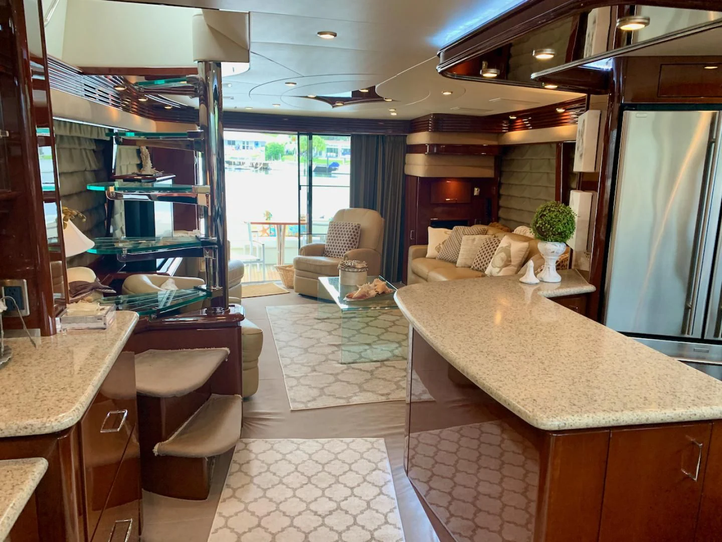 a large kitchen with a dining area aboard QUEEN MARA Yacht for Sale