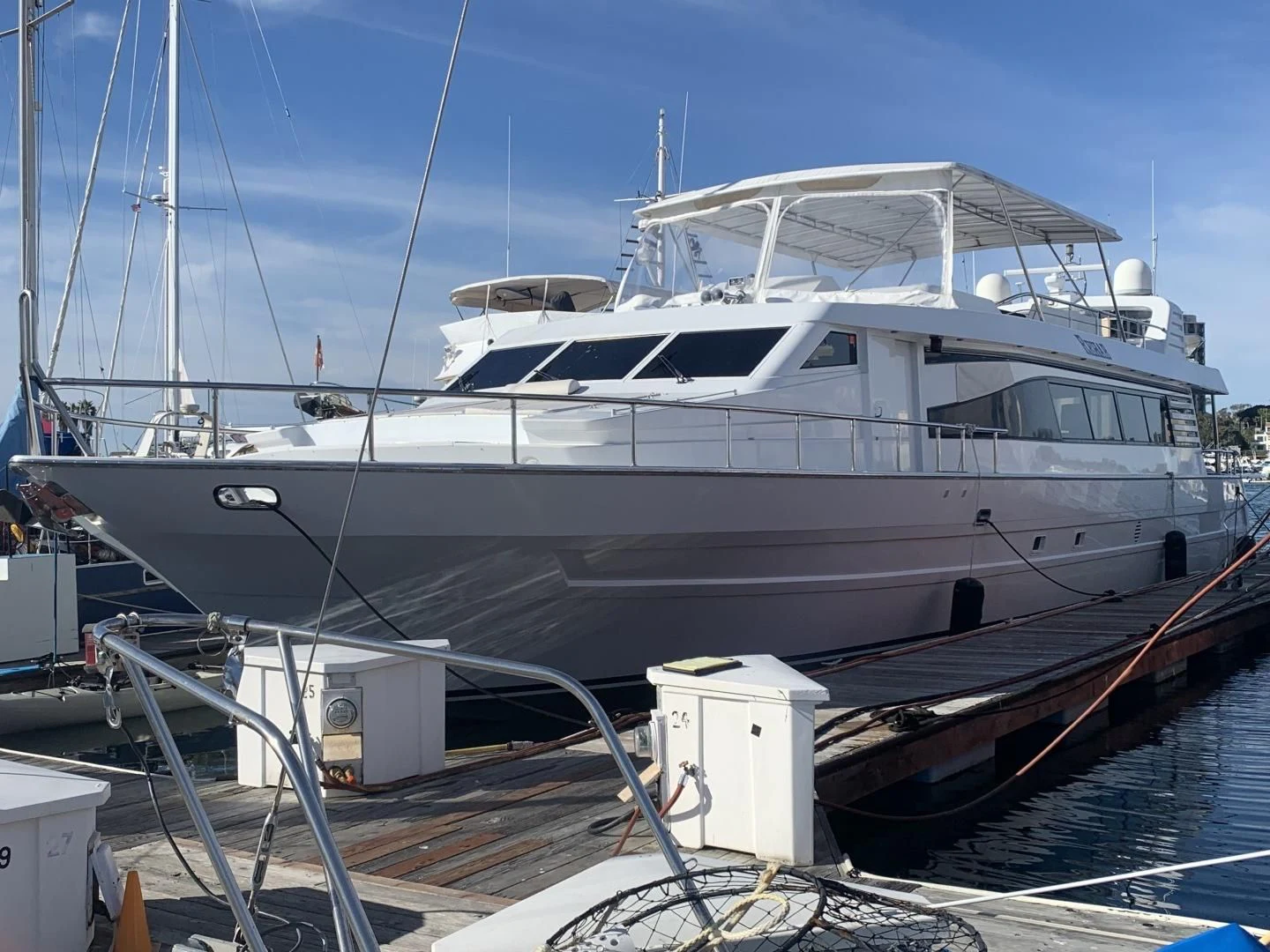 a large white yacht aboard REHAB Yacht for Sale