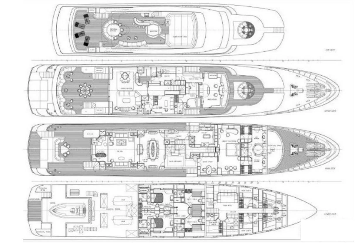 diagram, engineering drawing aboard AKIRA ONE Yacht for Charter