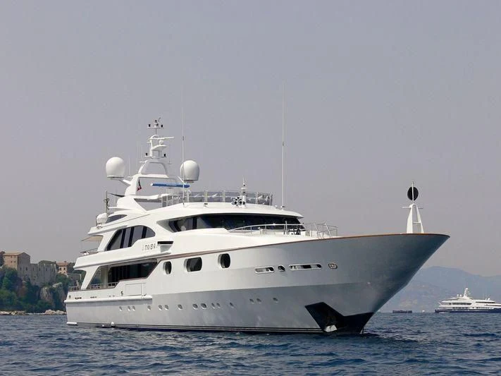 a white yacht in the water aboard AKIRA ONE Yacht for Charter