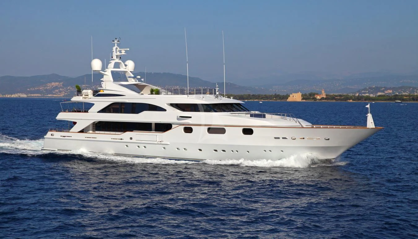 a white yacht on the water aboard AKIRA ONE Yacht for Charter