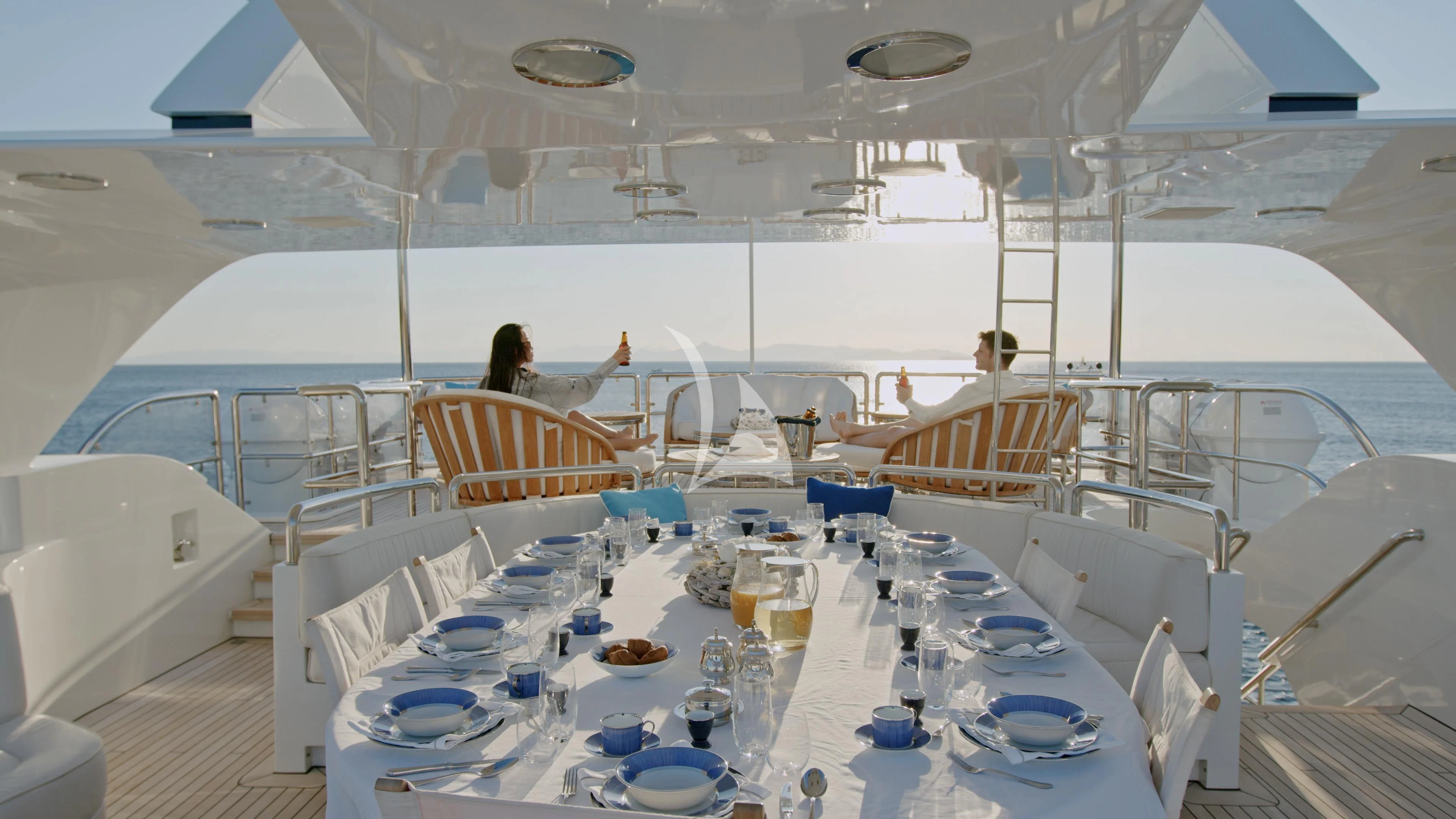 a room with a large white tent aboard AKIRA ONE Yacht for Charter