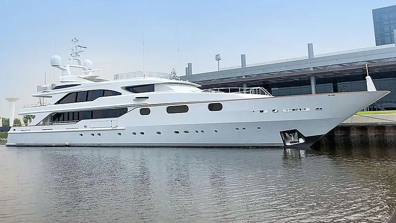 a large white yacht aboard AKIRA ONE Yacht for Charter