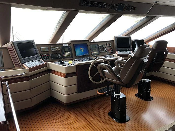 a room with computers and monitors aboard AKIRA ONE Yacht for Charter
