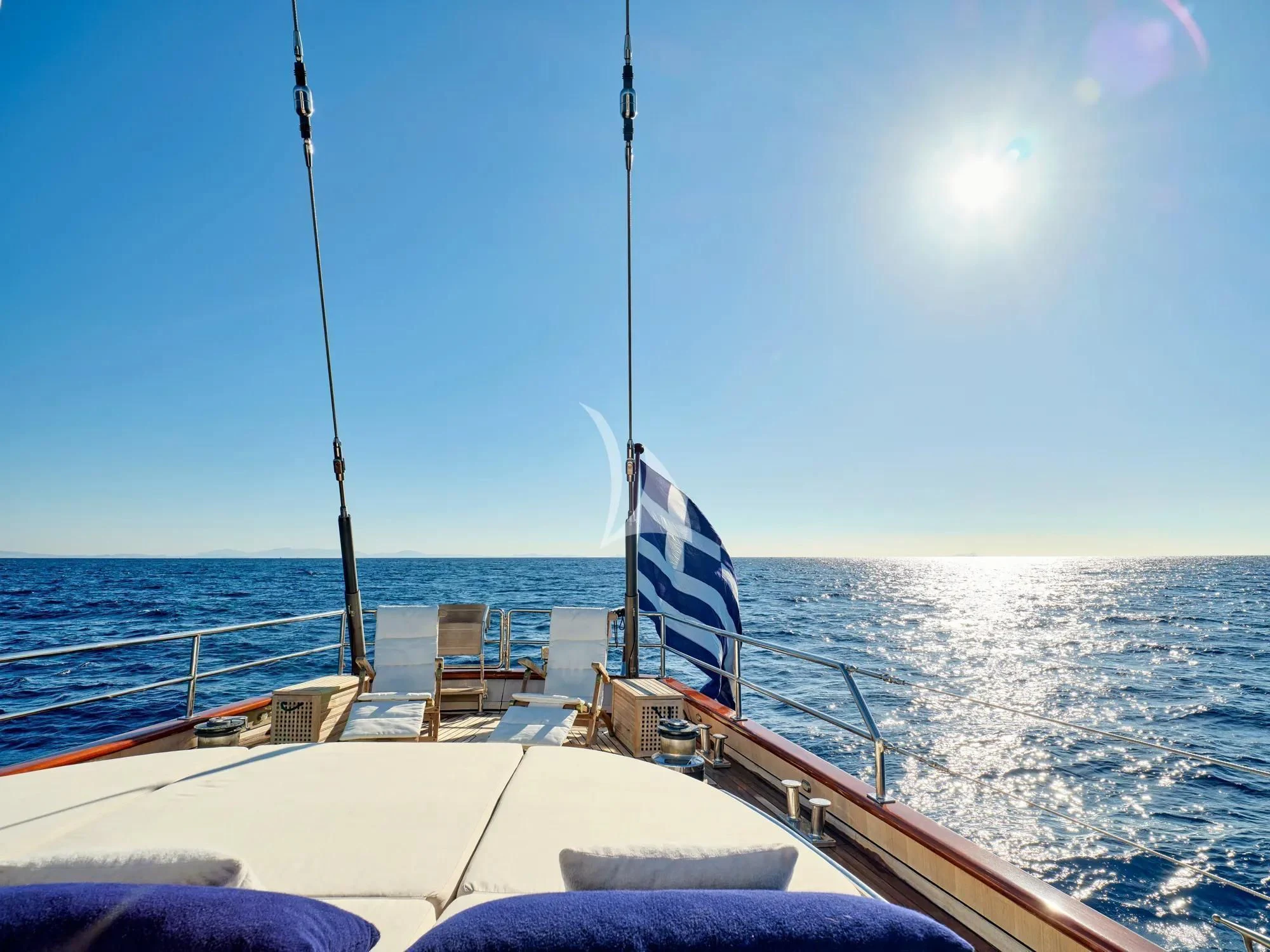 a boat on the water aboard GITANA Yacht for Charter
