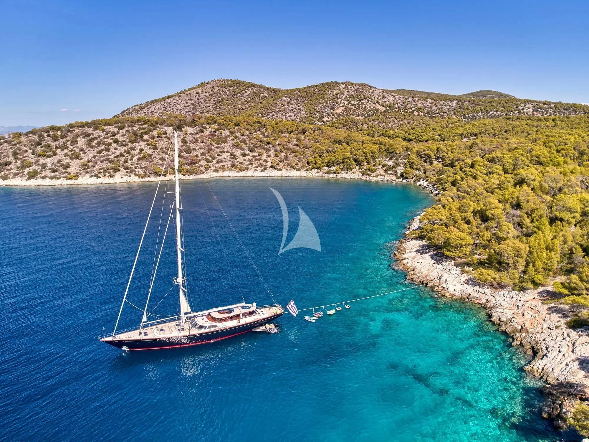 a boat on the water aboard GITANA Yacht for Charter
