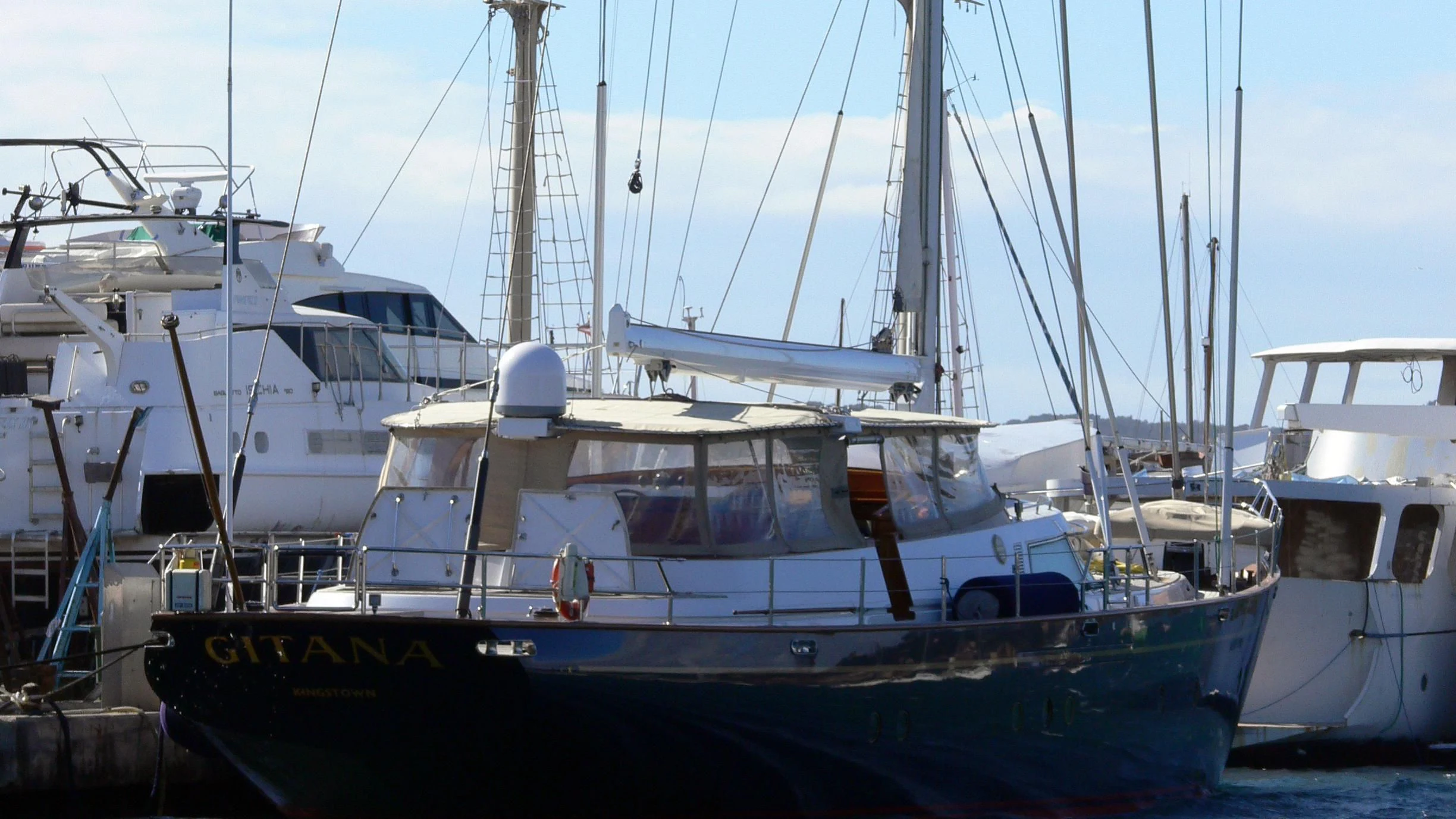 a boat in the water aboard GITANA Yacht for Charter