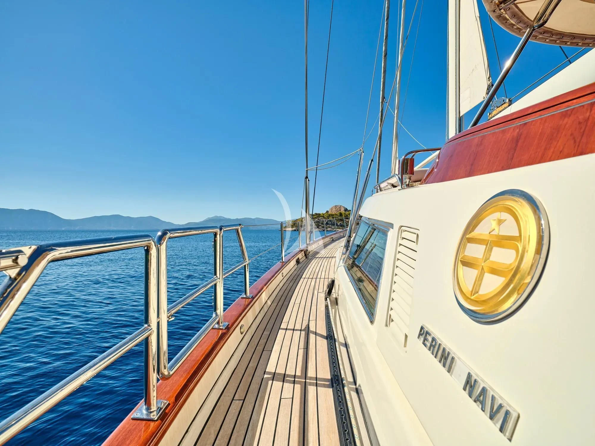 a boat on the water aboard GITANA Yacht for Charter
