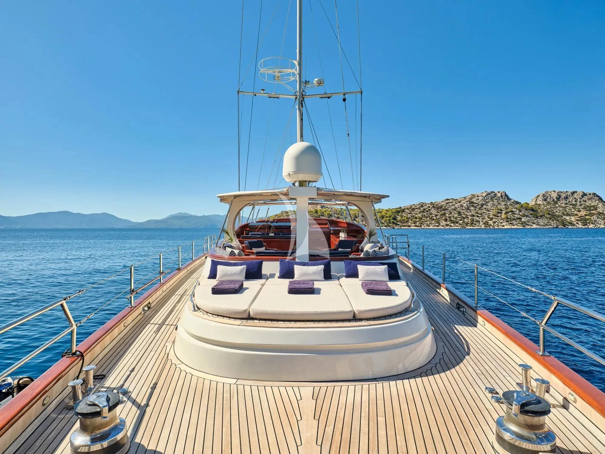a boat on a body of water aboard GITANA Yacht for Charter