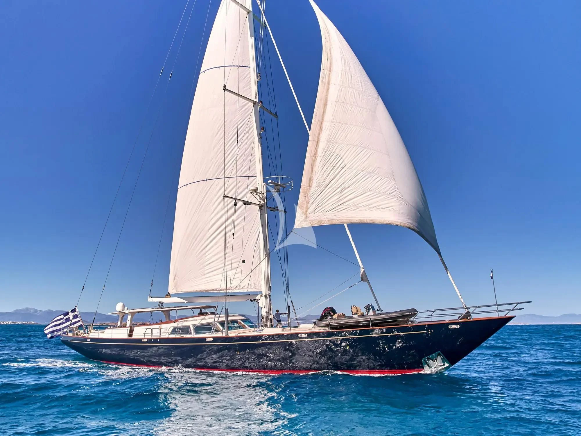 a boat on the water aboard GITANA Yacht for Charter