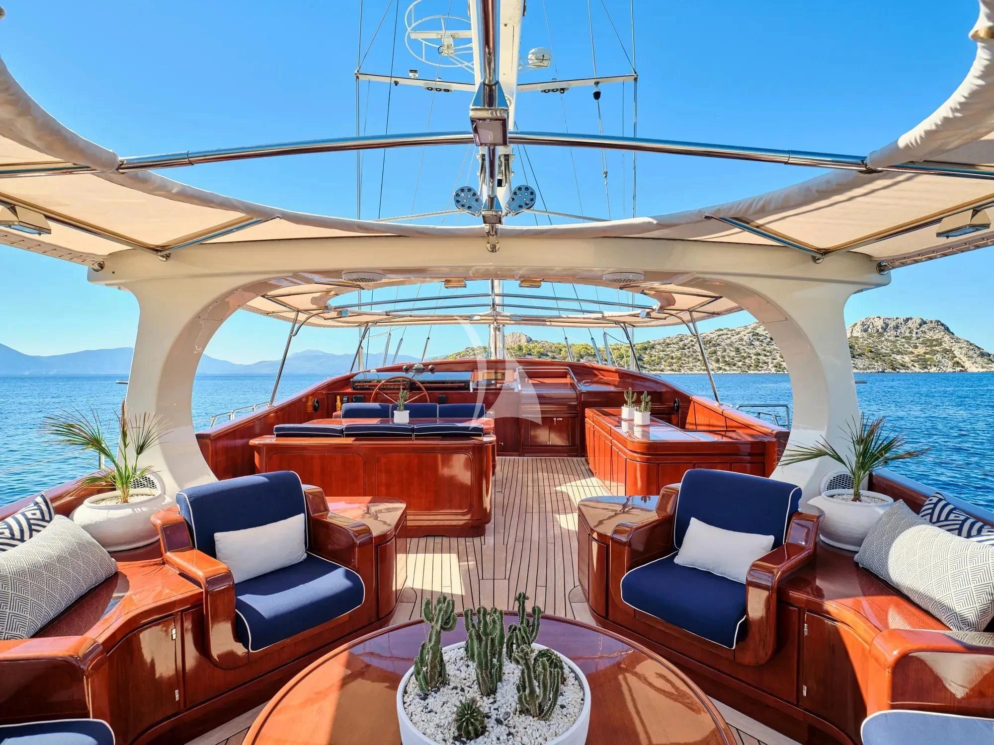 a boat on the water aboard GITANA Yacht for Charter