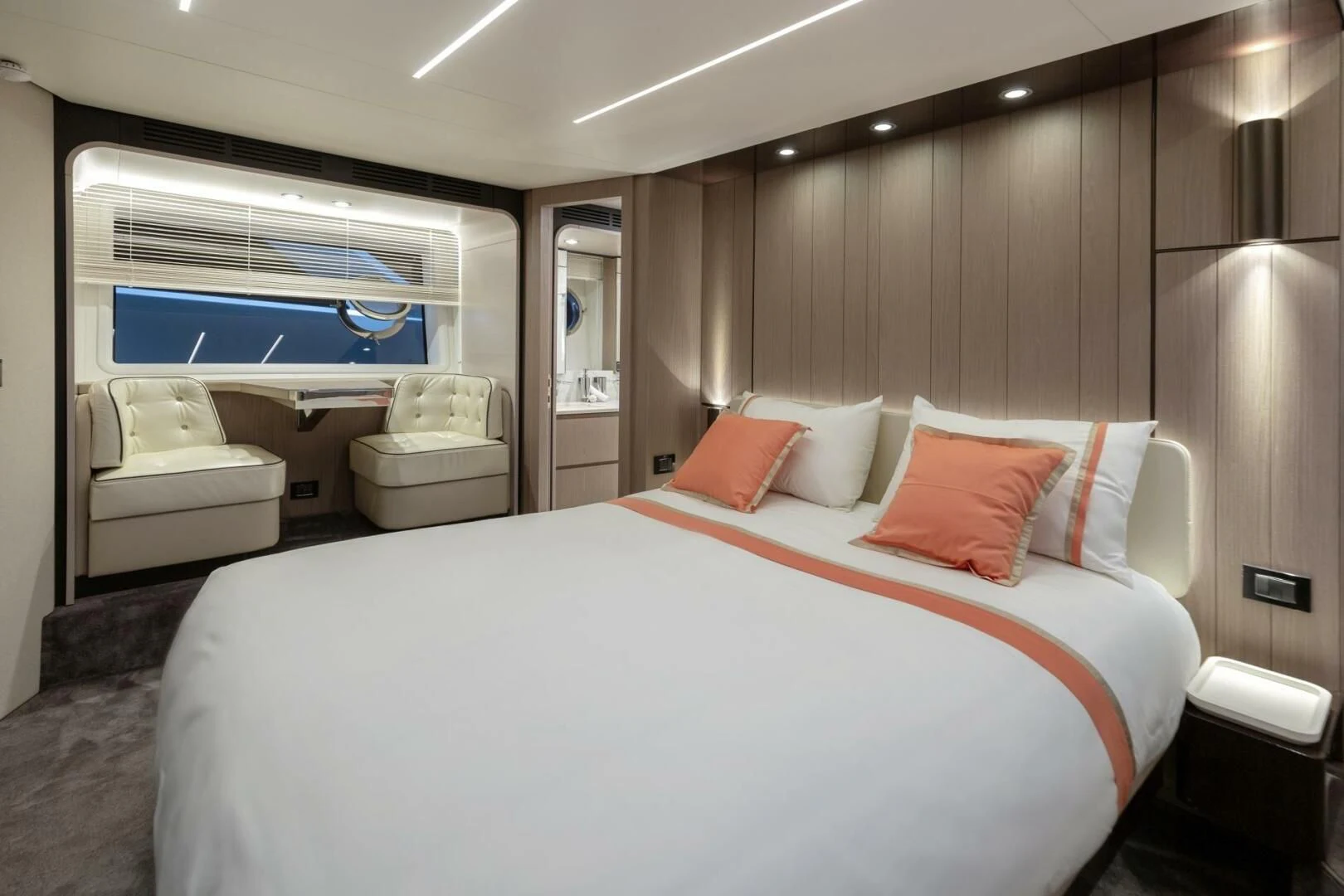 a bed in a room aboard AZIMUT 72 Yacht for Sale
