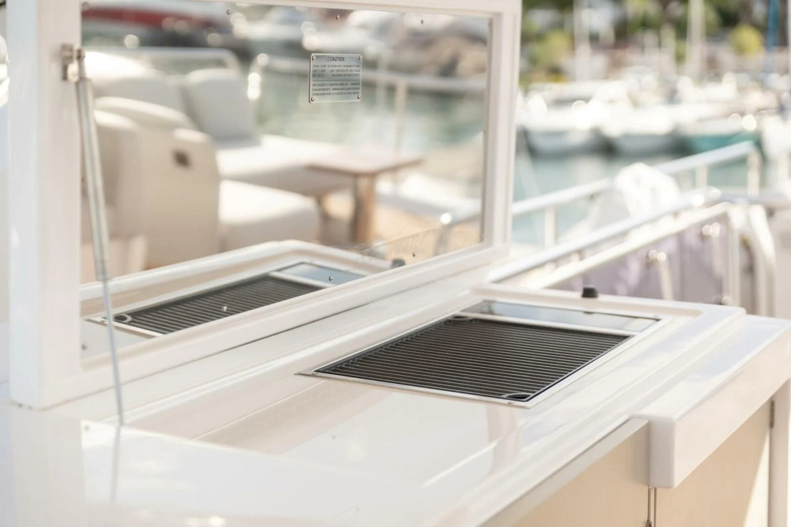 a white boat with a black frame aboard AZIMUT 72 Yacht for Sale