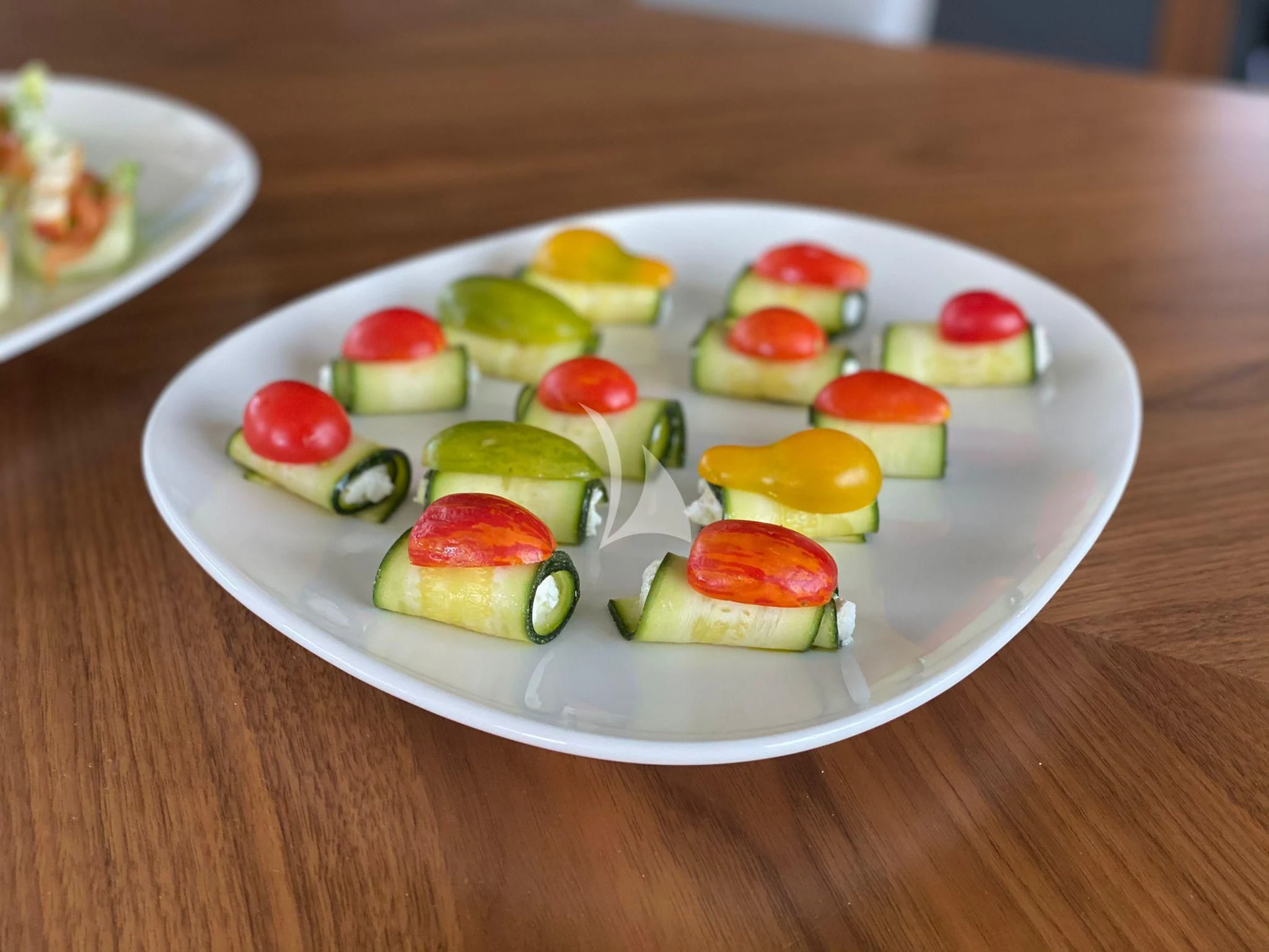 a plate of sushi aboard HUNKY DORY OF LONDON Yacht for Sale