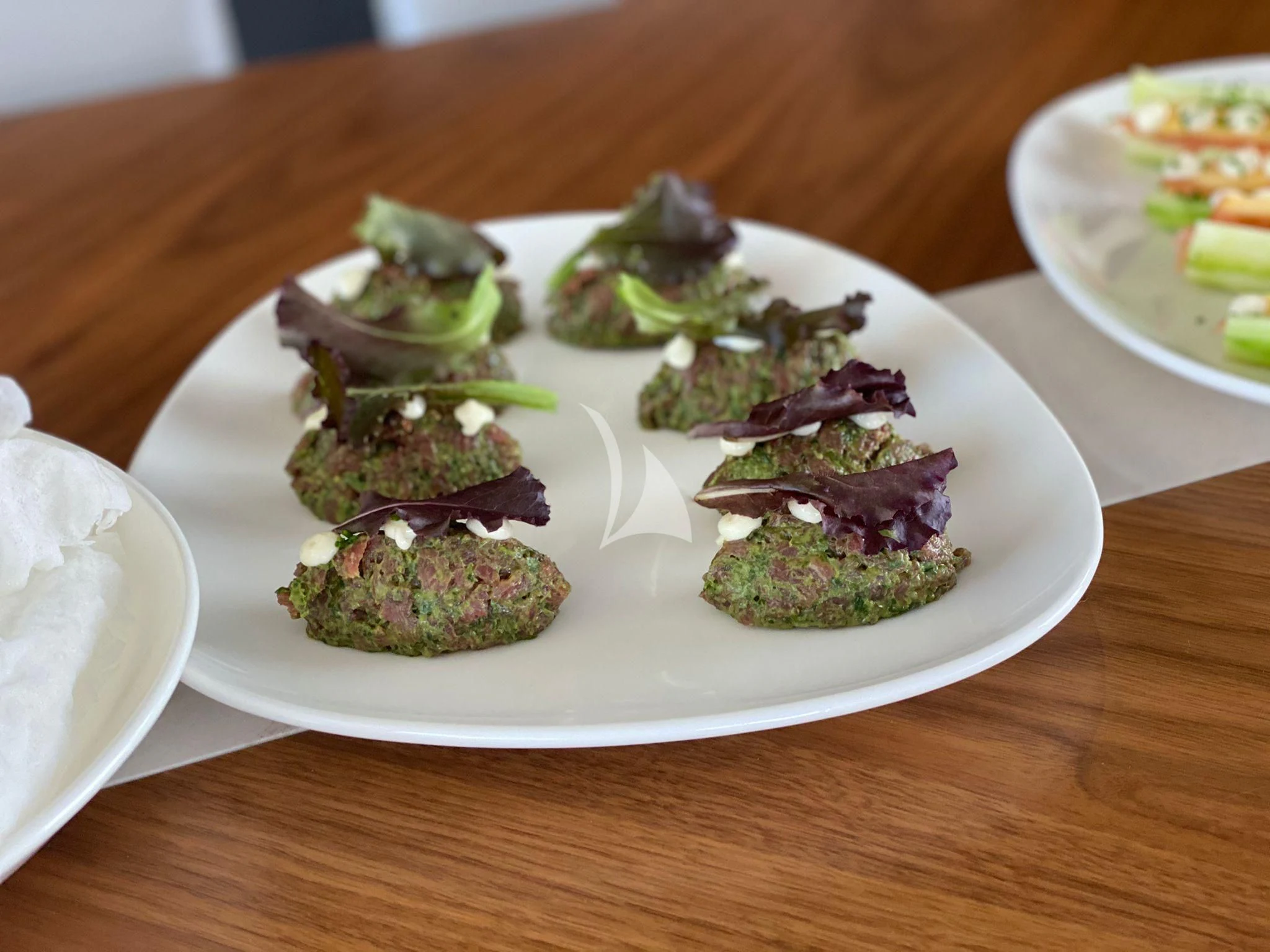 a plate of food aboard HUNKY DORY OF LONDON Yacht for Sale