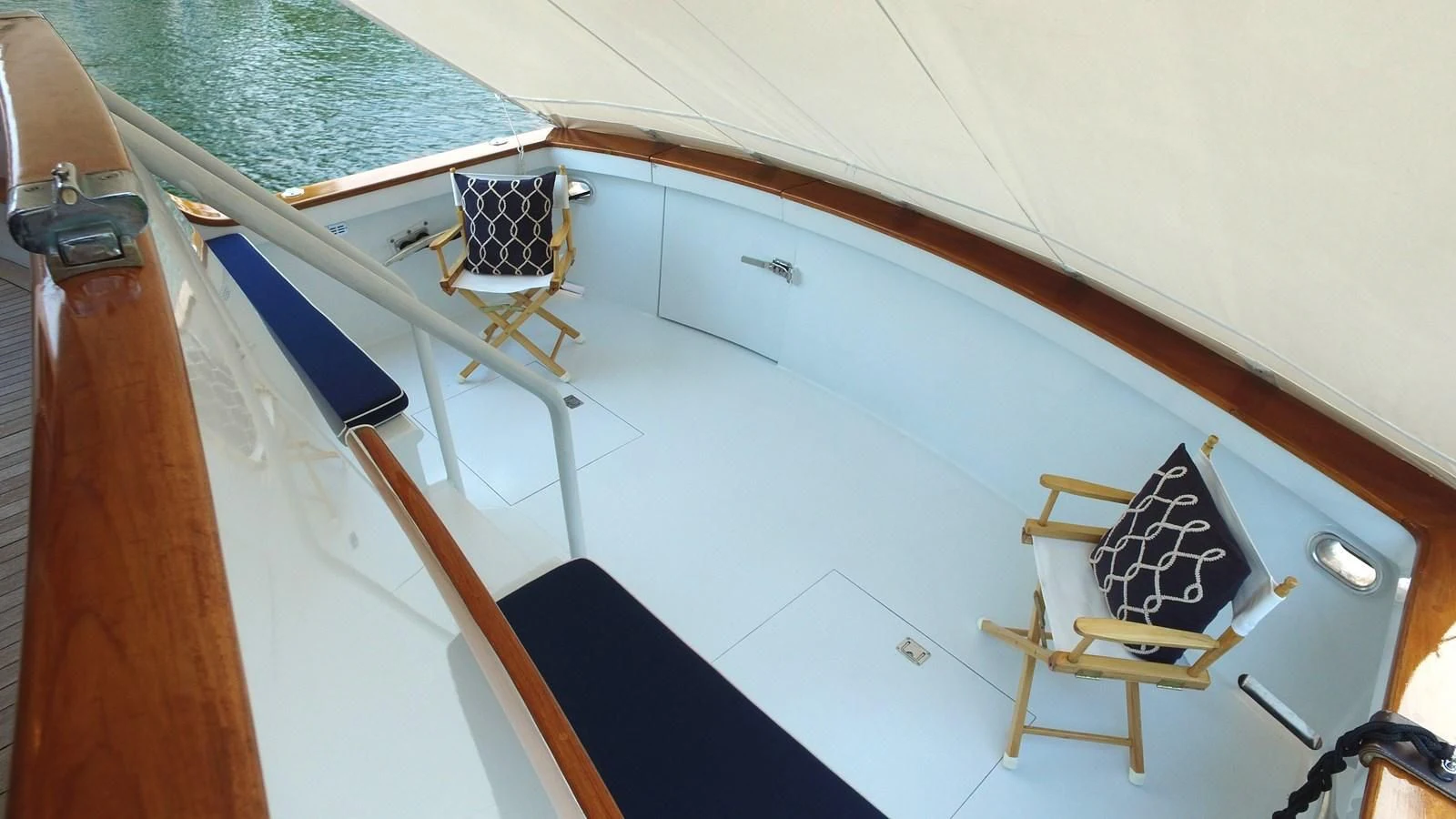 a chair on a boat aboard BAREFOOT V Yacht for Sale