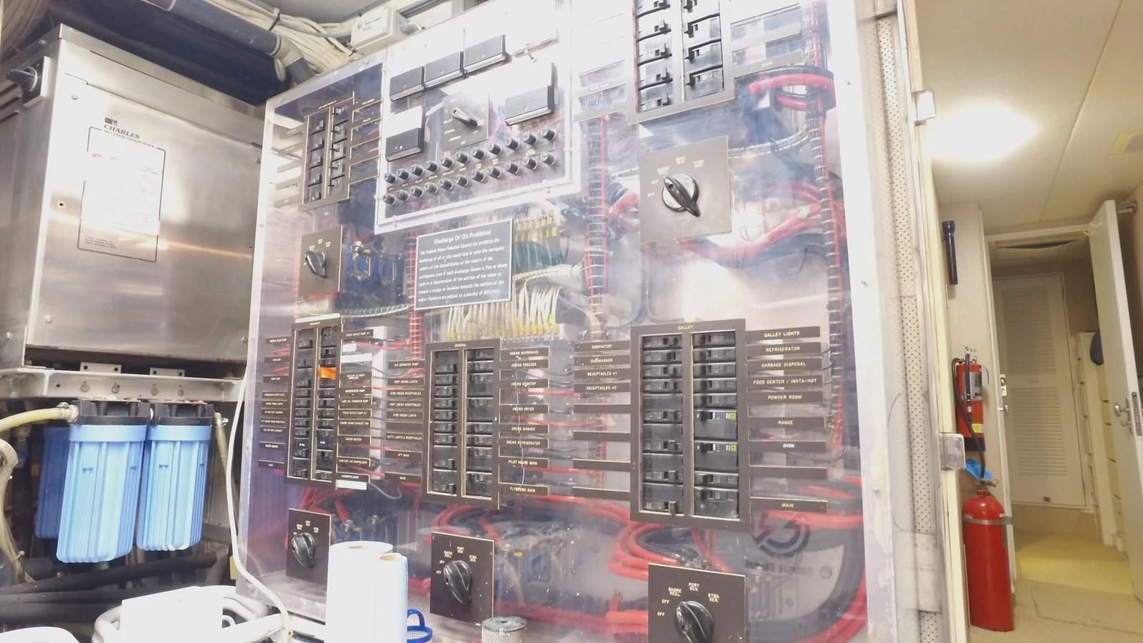 a computer server room aboard BAREFOOT V Yacht for Sale